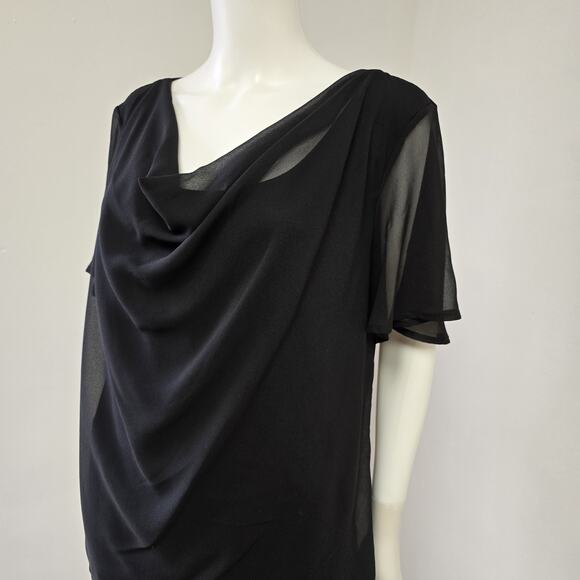 Beacon Apparel Top Womens 1X Stitchfix Blouse Cowl Neck Short Sleeve Black NWT - Picture 2 of 10
